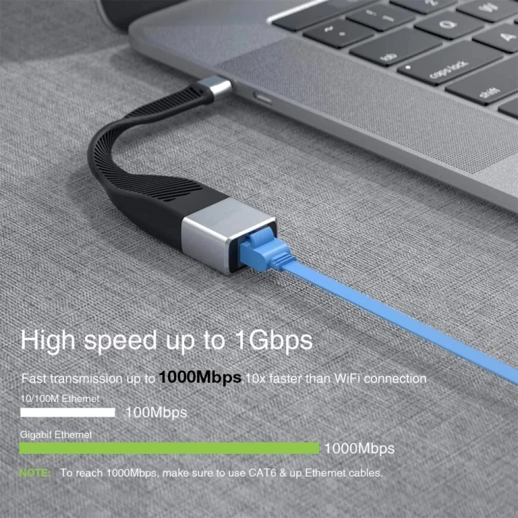 Techly ICOC USBC-RJ45 kabel sieciowy Czarny 0,144 m