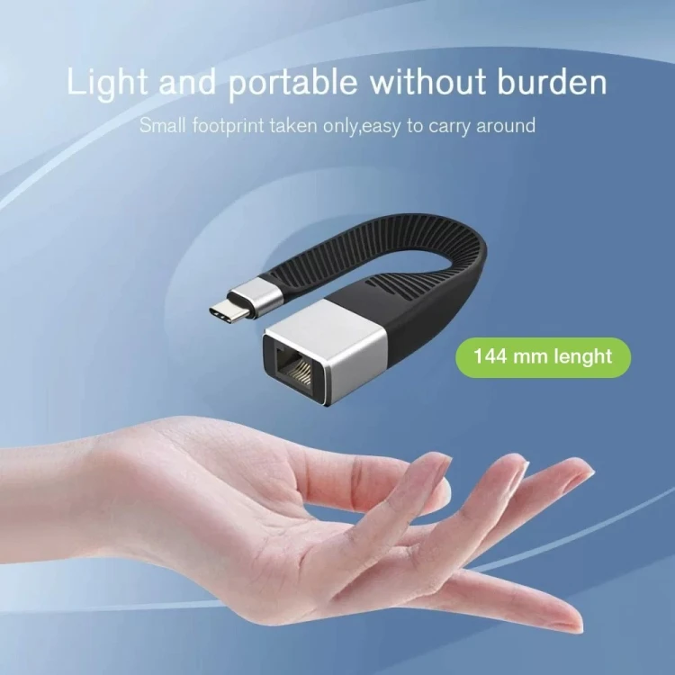 Techly ICOC USBC-RJ45 kabel sieciowy Czarny 0,144 m