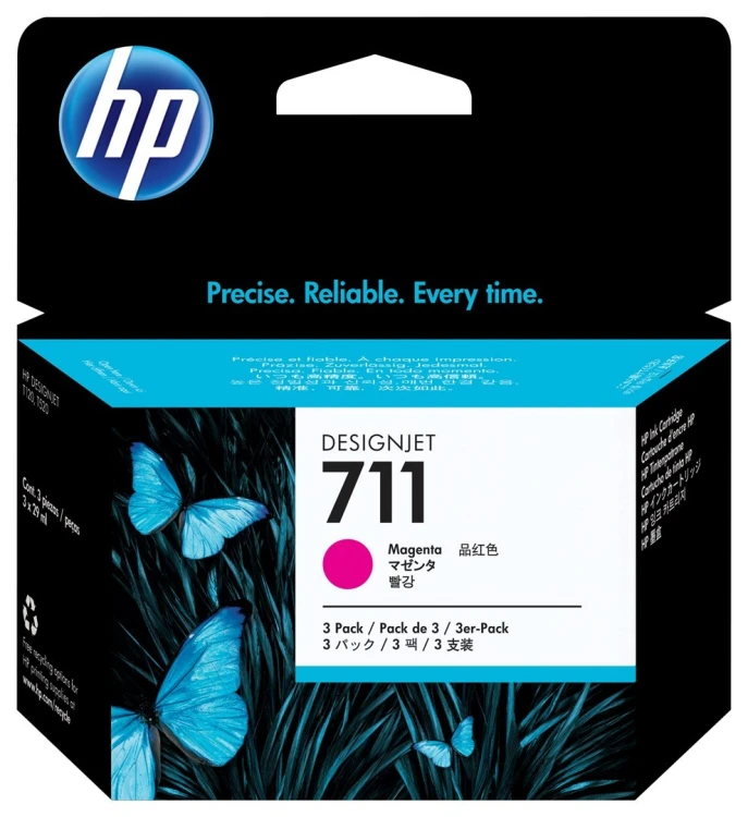 HP Zestaw 3 sztuk purpurowych wkładów atramentowych 711 DesignJet 29 ml
