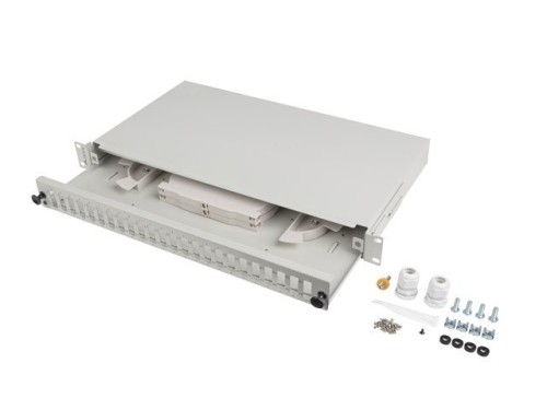 Przełącznica światłowodowa LANBERG 24xSC duplex / 24xLC quad RACK 19" 1U szara + akcesoria