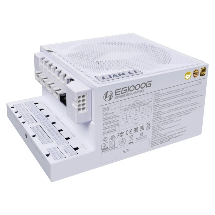 Zasilacz Lian Li EDGE GOLD 1000 80 PLUS Gold Netzteil, PCIe 5.1, ATX 3.1 - 1.000 Watt, weiß, inkl. USB-Hub