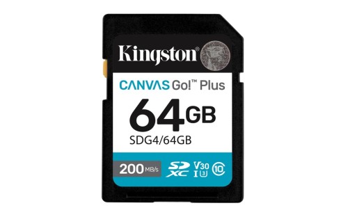Karta pamięci Kingston Canvas Go Plus SDG4/64GB (64GB; Class U3, V30; Karta pamięci)