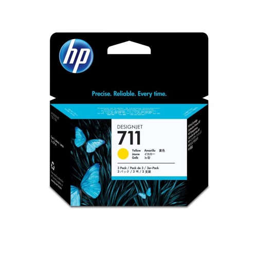 HP Zestaw 3 sztuk żółtych wkładów atramentowych 711 DesignJet 29 ml