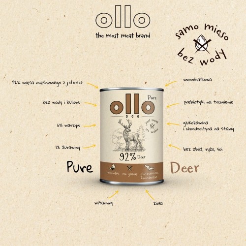 Ollo Pure Jeleń 850g
