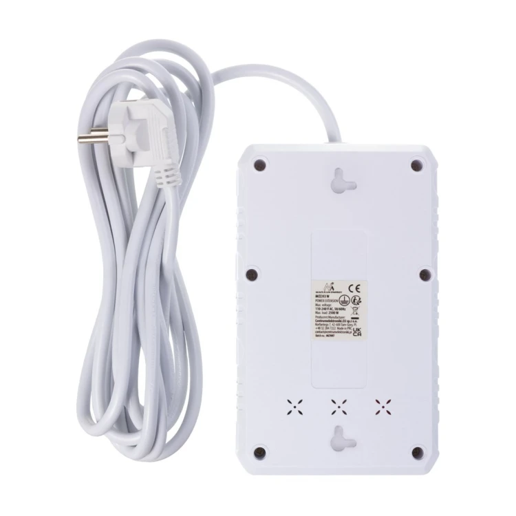 MACLEAN LISTWA ZASILAJĄCA, PRZEDŁUŻACZ 4 GNIAZDA + 3XUSB, 110-240V AC 50/60HZ, 2.1A MAX 2500W, 3M, BIAŁA MCE393 W