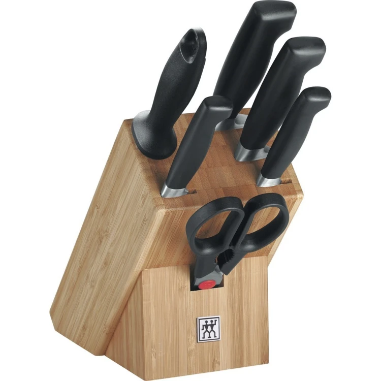 Zestaw noży ZWILLING Four Star 35068-002-0 (Blok do noży, Nożyce x 1, Nóż do warzyw i owoców (10 cm), Nóż do wędlin (16 cm), Nóż szefa kuchni (20 cm),