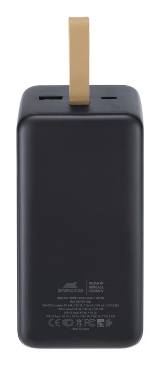 Rivacase VA1084 bank mocy Litowo-polimerowy (LiPo) 40000 mAh Czarny