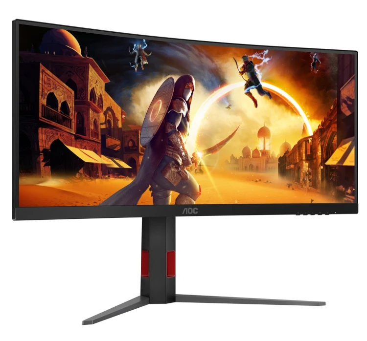 Monitor AOC CU34G4Z 34-calowy, Szybkie VA, WQHD 21:9, 240 Hz, 1 ms, 3440 x 1440 pikseli, 450 cd/m2, ilość portów HDMI: 2, kolor czarny