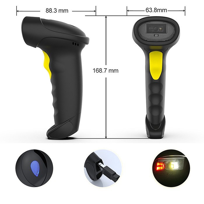 Qoltec Skaner czytnik kodów kreskowych i QR | 1D 2D | USB | Bluetooth