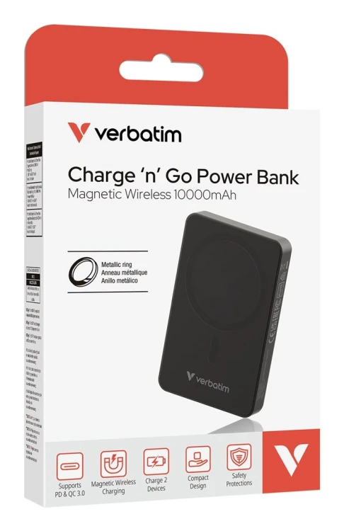 Verbatim Charge 'n' Go Essentials 10000 mAh Bezprzewodowe ładowanie Czarny