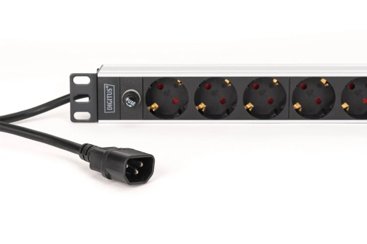 Digitus DN-95437 rozdzielacz zasilania PDU 9 x gniazdo sieciowe 1U Czarny, Srebrny