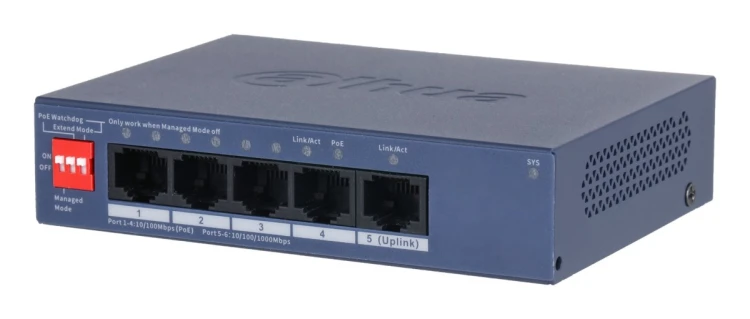 Dahua Technology CS4005-4ET1GT-36 przełącznik sieciowy Zarządzany L2 Gigabit Ethernet (10/100/1000) Obsługa PoE Niebieski