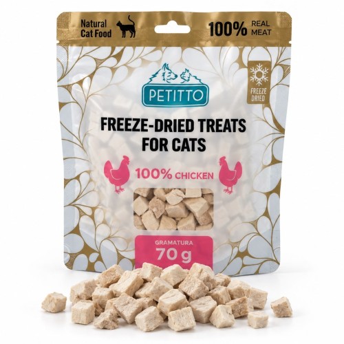 PETITTO Liofilizowany kurczak w kostkach 70g