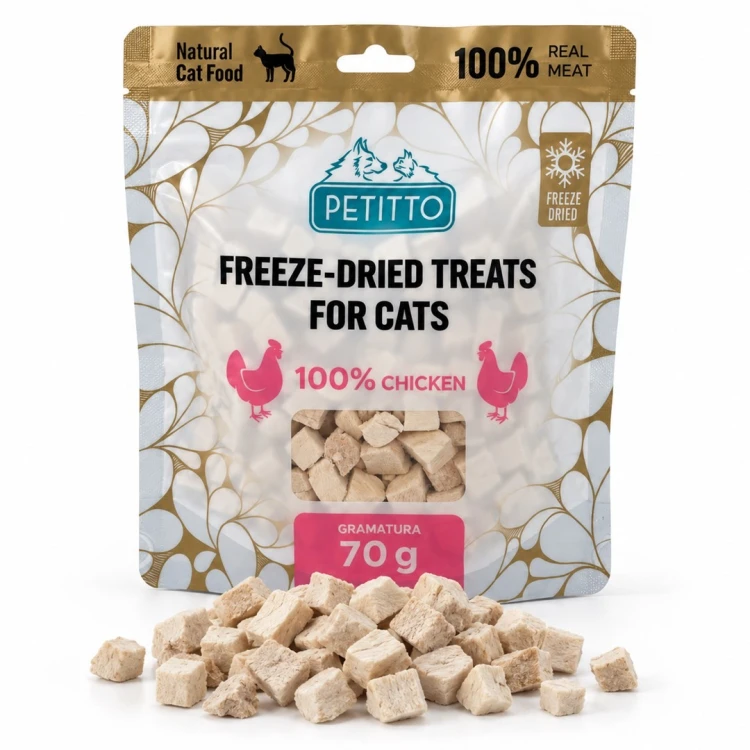PETITTO Liofilizowany kurczak w kostkach 70g