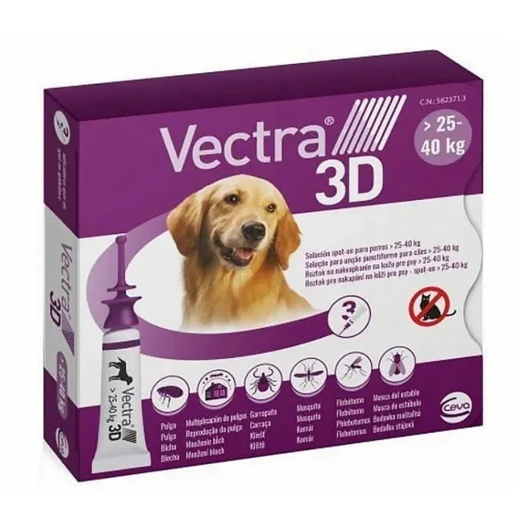 Ceva Vectra 3D dla psów 25-40kg pipety przeciw pasożytom 3szt