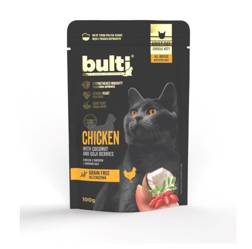 Bulti Superfood dla kota mielonka - kurczak z kokosem i jagodami 100g