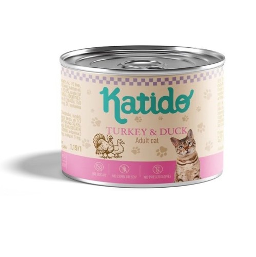 KATIDO Indyk z Kaczką,premium karma dla kota 200g