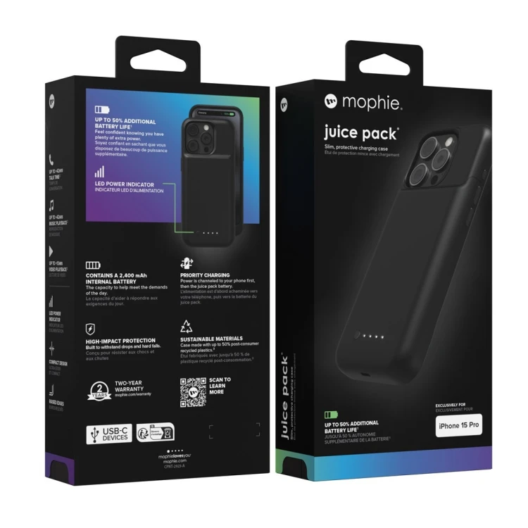 mophie Juice Pack pokrowiec na telefon komórkowy 15,5 cm (6.1") Czarny