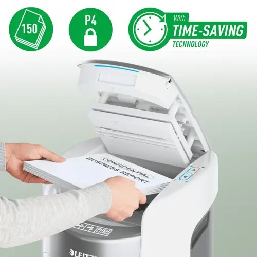 Niszczarka Leitz IQ Optimax AutoFeed 150, P4, 150 kartek, 15 l kosz