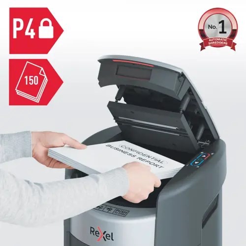 Niszczarka Rexel ShredMax AutoFeed+ 150X, P4, 150 kartek, 15 l kosz