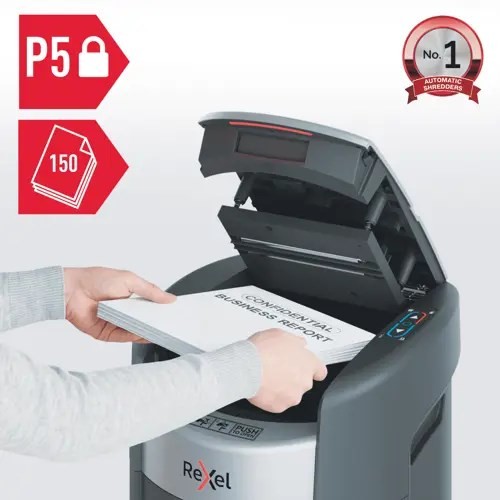 Niszczarka Rexel ShredMax AutoFeed+ 150M, P5, 150 kartek, 15 l kosz