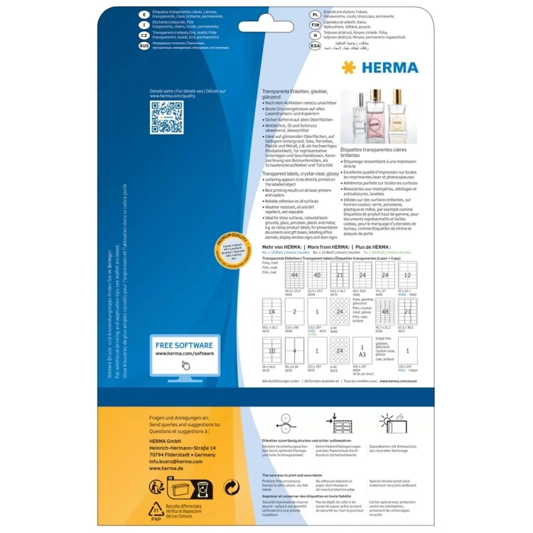 HERMA 8023 etykiet do nadruku Przezroczysty Samoprzylepne etykiety do drukowania
