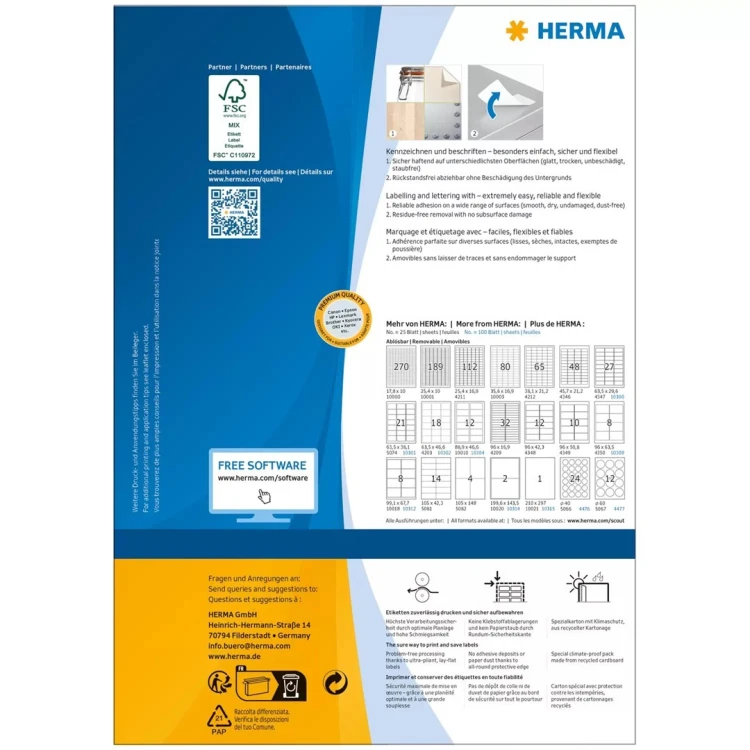 HERMA 10312 etykiety adresowe Biały