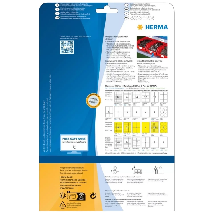 HERMA 4576 samoprzylepne etykiety Wyjmowana Biały 80 szt.