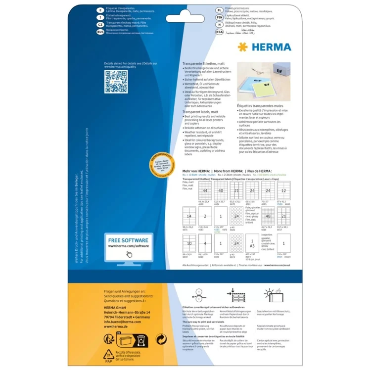 HERMA 4375 etykiet do nadruku Przezroczysty Samoprzylepne etykiety do drukowania