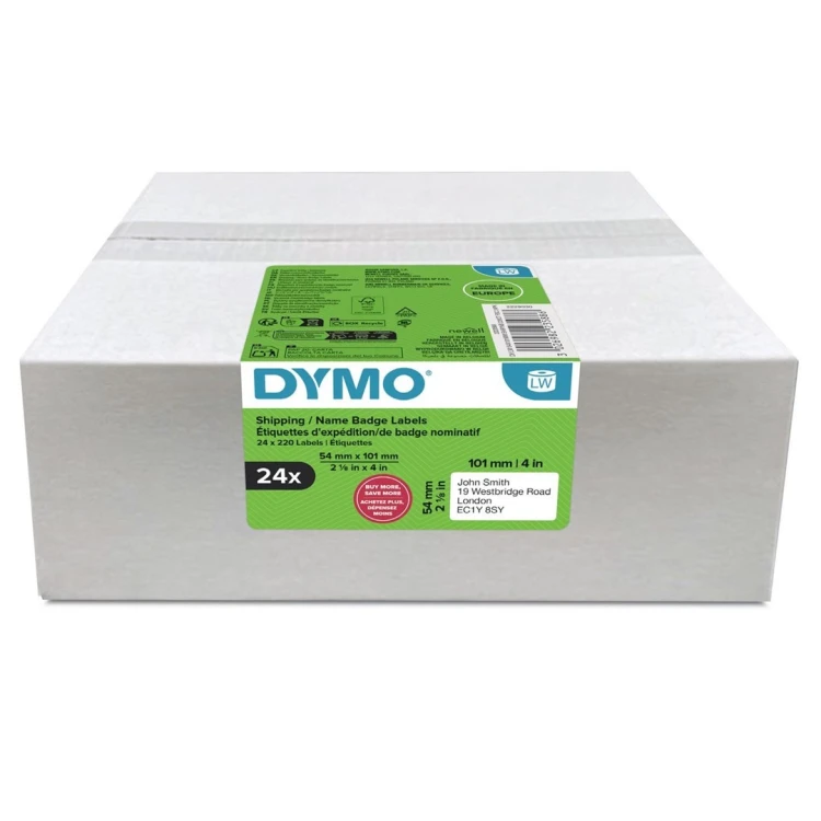 DYMO LW oryginalne duże etykiety wysyłkowe/identyfikatory | 54 mm x 101 mm | 24 rolek zawierających 220 łatwych do odklejania etykiet każda (w sumie 5