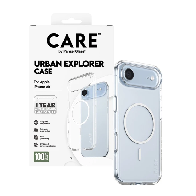 PanzerGlass CARE™ by ® Urban Explorer Case Transparent w. White MagSafe iPhone Air pokrowiec na telefon komórkowy Przezroczysty
