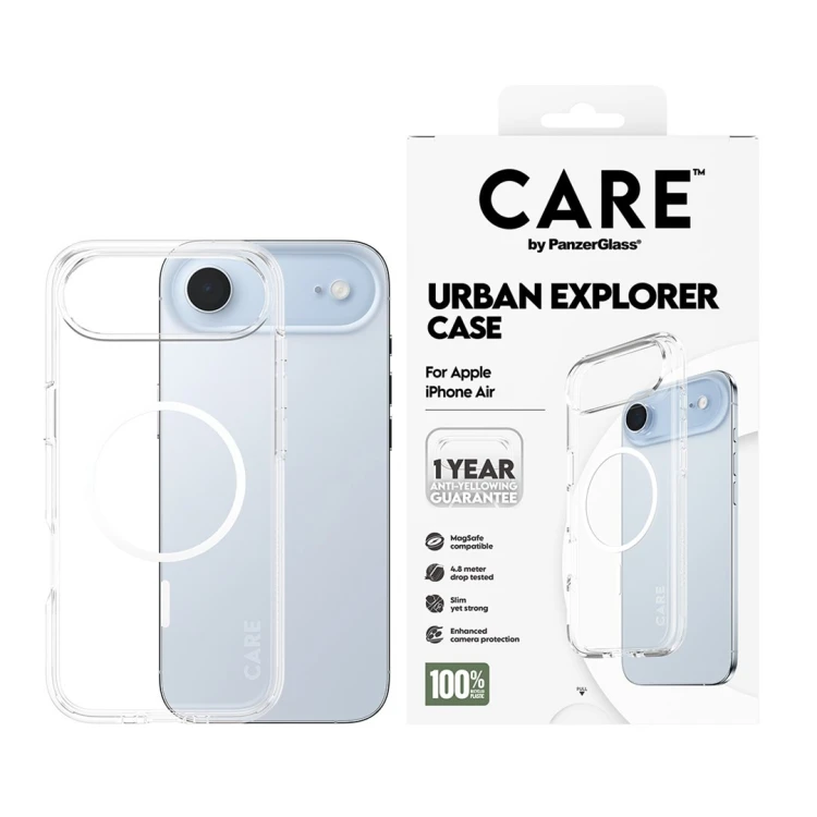 PanzerGlass CARE™ by ® Urban Explorer Case Transparent w. White MagSafe iPhone Air pokrowiec na telefon komórkowy Przezroczysty
