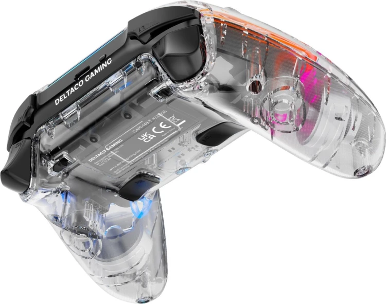 Deltaco Gaming GAM-169-T kontroler gier Przezroczysty Bluetooth/USB Gamepad Android, Nintendo Switch, PC, PlayStation 4, iOS