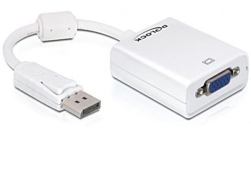 DeLOCK 61766 adapter kablowy 0,125 m VGA (D-Sub) DisplayPort Biały