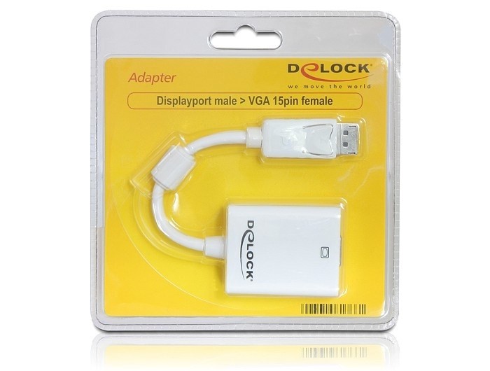 DeLOCK 61766 adapter kablowy 0,125 m VGA (D-Sub) DisplayPort Biały