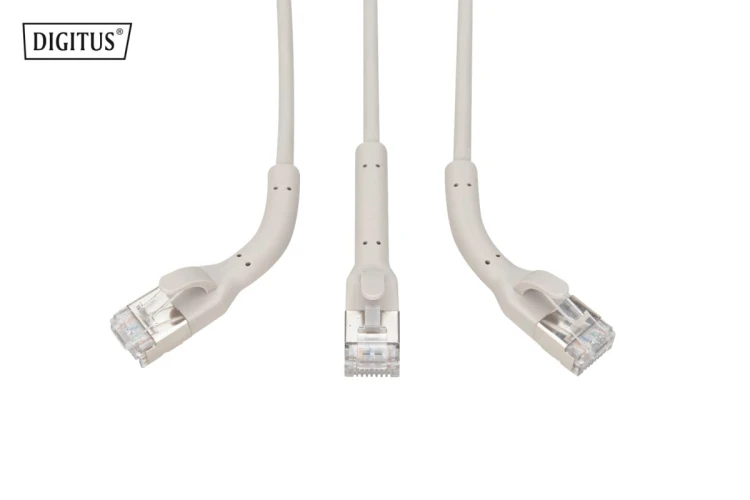 Digitus Kabel krosowy kątowy CAT 6A F-FTP, miedź, 0,5 m, szary, 10 szt.