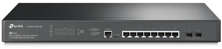 TP-Link Omada SG3210XHP-M2 przełącznik sieciowy Zarządzany L2+ 2.5G Ethernet (100/1000/2500) Obsługa PoE 1U Czarny