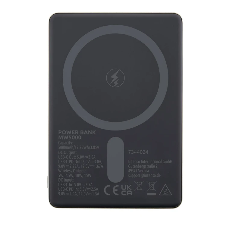 Intenso MW5000 Litowo-polimerowy (LiPo) 5000 mAh Bezprzewodowe ładowanie Szary