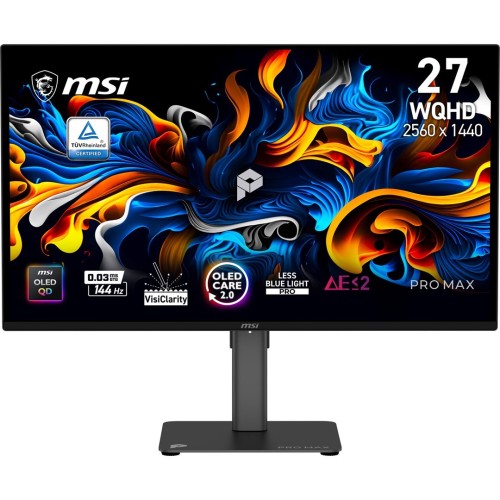 MSI PRO MAX 271QPX14G monitor komputerowy 67,3 cm (26.5") 2560 x 1440 px Quad HD QD-OLED Czarny