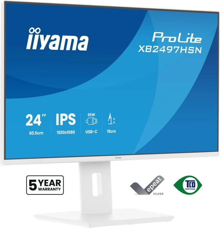 iiyama ProLite XB2497HSN-W1 monitor komputerowy 60,5 cm (23.8") 1920 x 1080 px Full HD LED Biały