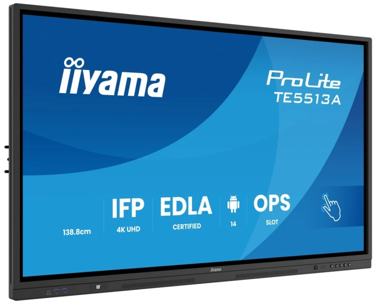 iiyama TE5513A-B3AG Interaktywny panel IFP 55" IPS 4K IR 40-punktowy PureTouch Bonded Android 14 Google EDLA głośniki subwoofer