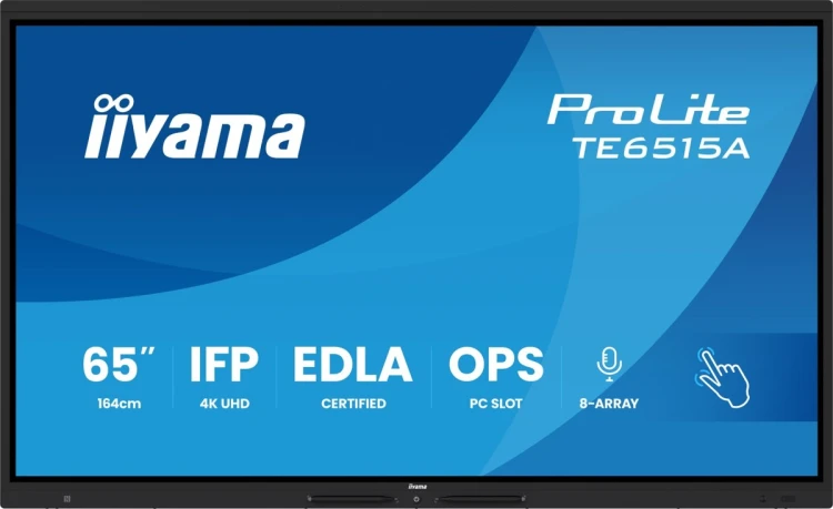 iiyama TE6515A-B2AG signage display Kiosk 163,8 cm (64.5") Wi-Fi 550 cd/m2 4K Ultra HD Czarny Ekran dotykowy Procesor wbudowany Android 24/7