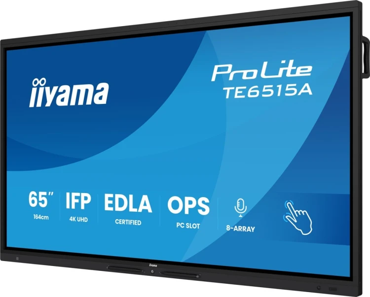 iiyama TE6515A-B2AG signage display Kiosk 163,8 cm (64.5") Wi-Fi 550 cd/m2 4K Ultra HD Czarny Ekran dotykowy Procesor wbudowany Android 24/7