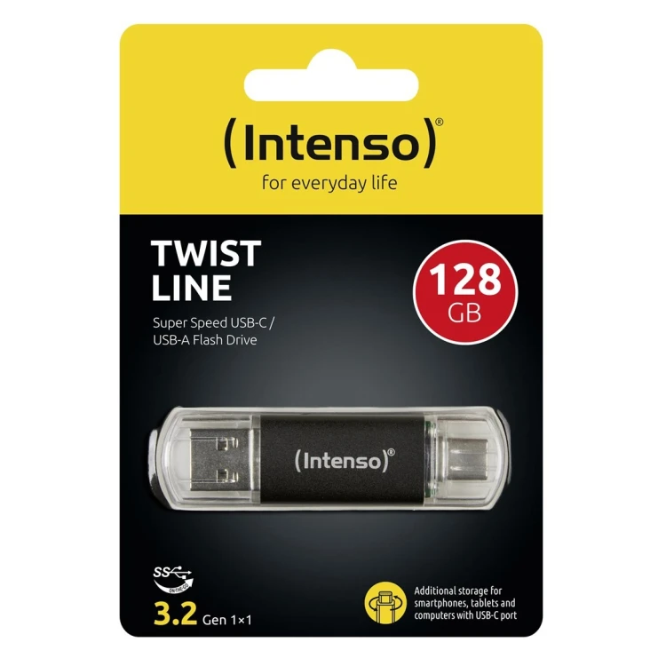 Intenso Twist Line pamięć USB 128 GB USB Type-A / USB Type-C 3.2 Gen 1 (3.1 Gen 1) Antracyt