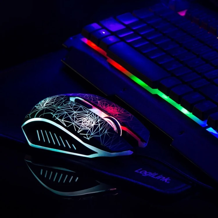 LogiLink ID0185 klawiatura Dołączona myszka Gaming USB QWERTY Angielski Czarny