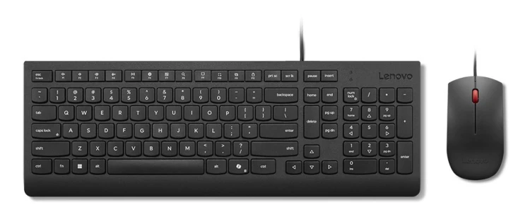 Podstawowe Lenovo | Kombinacja klawiatury i myszy | Przewodowe | Euro amerykańskie | Czarny