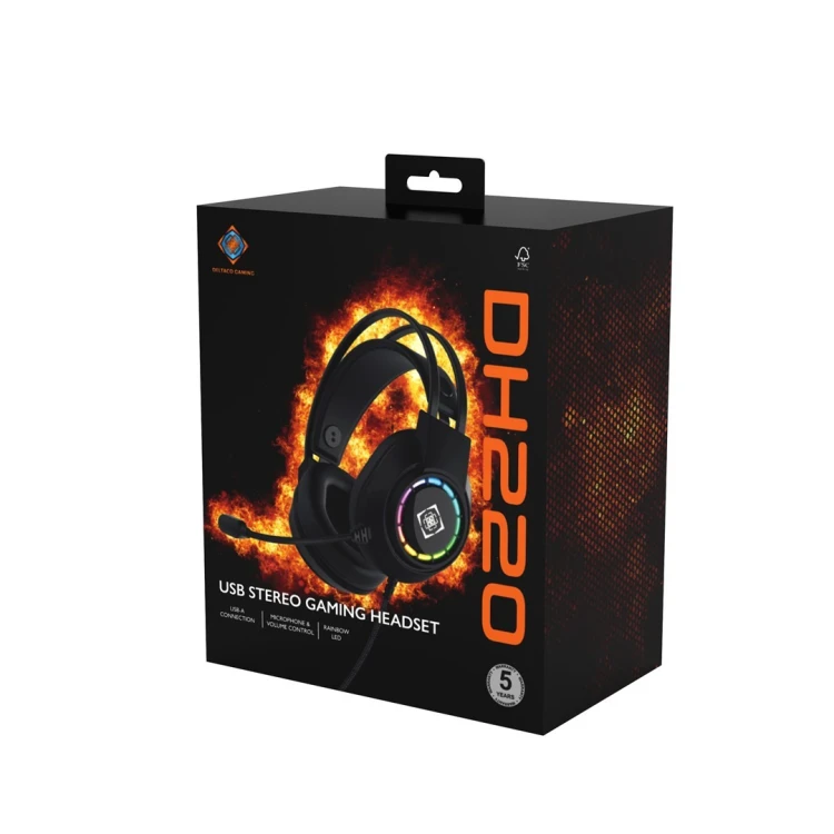 Deltaco Gaming GAM-168 słuchawki/zestaw słuchawkowy Przewodowa Opaska na głowę USB Typu-A Czarny