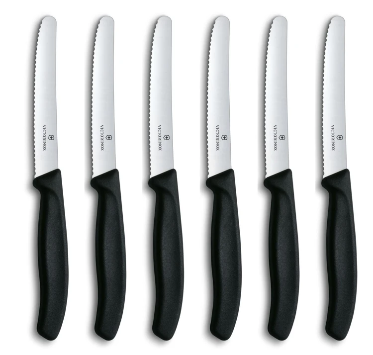 Victorinox Knife Set with serrated edge 6pcs 11cm black Schwarz 6 7833 6 Victorinox7833 Victorinox 7833 (6.7833.6)