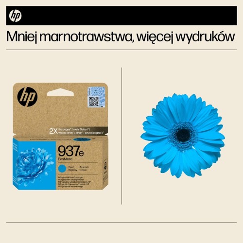 HP Oryginalny błękitny tusz 937e EvoMore