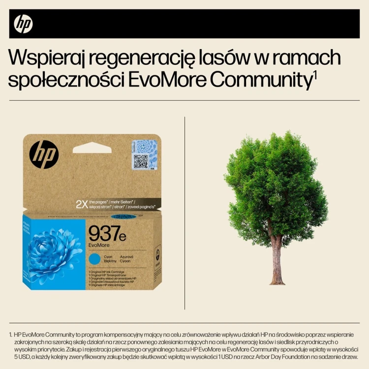 HP Oryginalny błękitny tusz 937e EvoMore